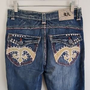 Riflessi Blue Embellished Straight Leg Jeans Tag Size Shrunk to 31 x 31